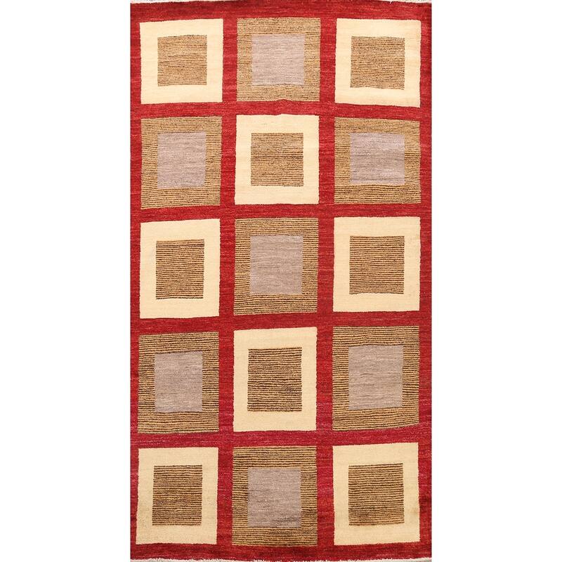 Modern Geometric Gabbeh Kashkoli Oriental Area Rug Wool Hand-knotted - 5'6" x 9'6"