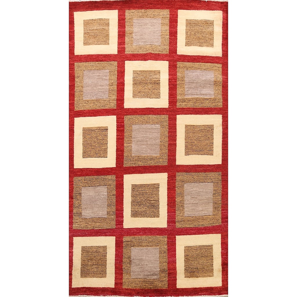 Modern Geometric Gabbeh Kashkoli Oriental Area Rug Wool Hand-knotted - 5'6" x 9'6"