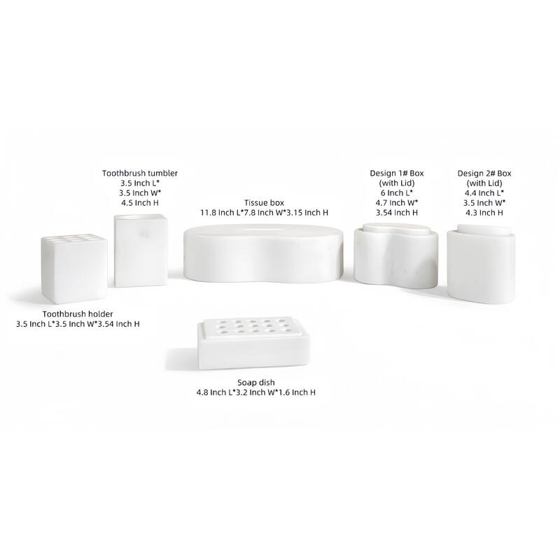 Roomfitters Marble Bathroom Accessories Set, Natural Stone Countertop Accessory Set, Solid Marble Vanity Set