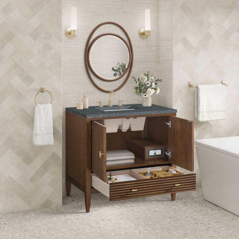 James Martin Vanities 485-V36-3PBL Myrrin 36" Single Basin Wood Vanity