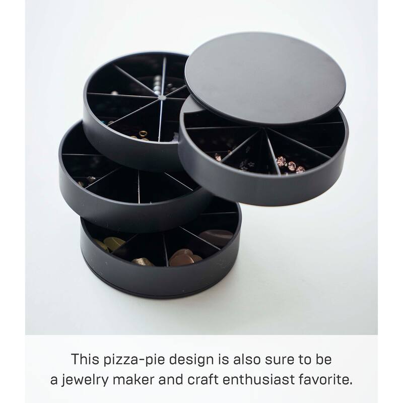 Yamazaki Home Stacked Jewelry Organizer - Two Styles, ABS Plastic, Sectioned - L 3.9 x W 3.9 x H 3.9 inches
