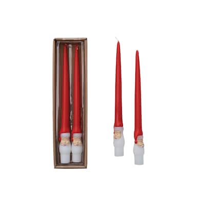 Unscented Santa Taper Candles in Box - 2.1"L x 1.0"W x 10.1"H