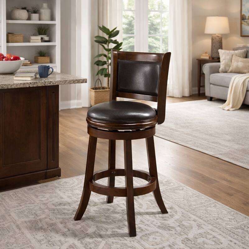 Augusta Wood Upholstered Swivel Counter Barstool