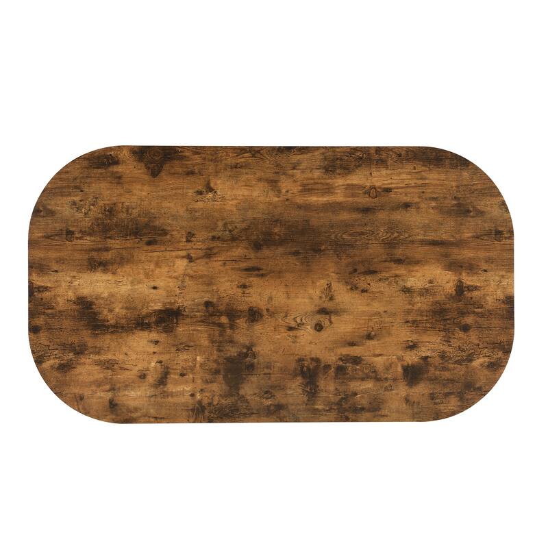 Creative Dining Table Set with Faux Marble Tabletop & Chair, Modern Metal Frame 55In Kitchen Table Set for 6, White