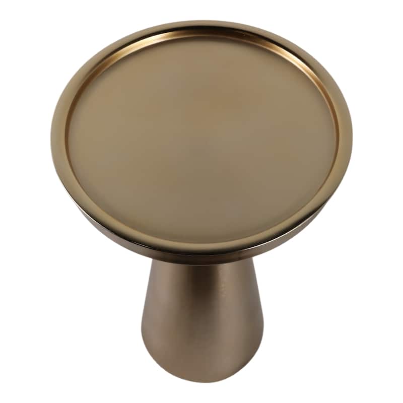 Metal Side Table Round Tray Top Tapered Base Narrow Accent - 20" Gold - 12" x 12" x 20"