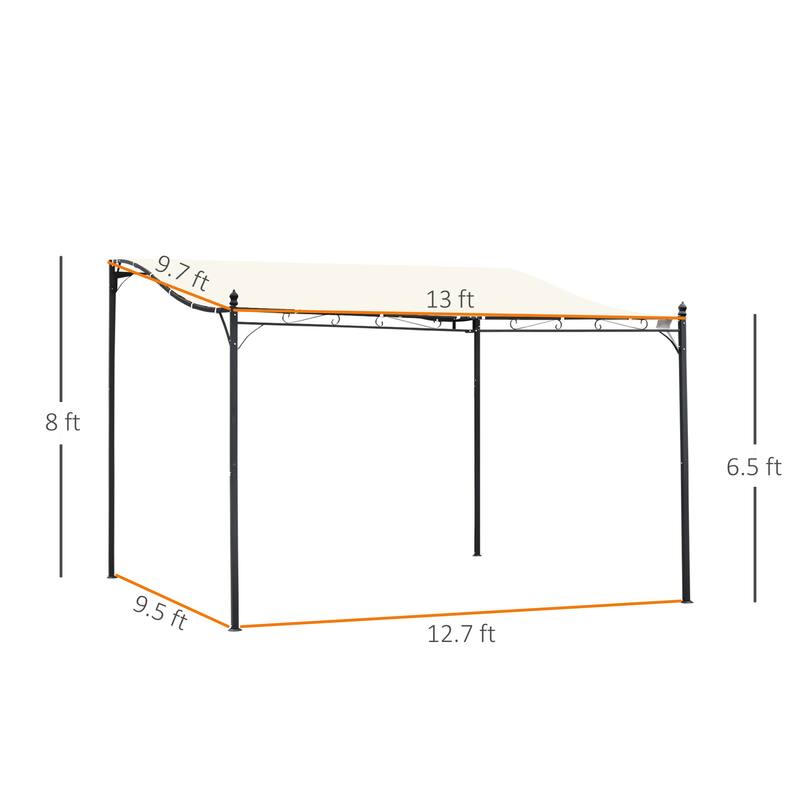 Outsunny 13' x 10' Steel Outdoor Pergola Gazebo, Patio Canopy with Weather-Resistant Fabric and Drainage Holes