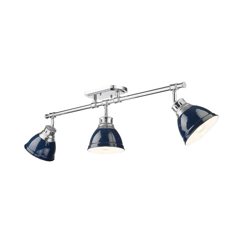 Yep by Golden Lighting Duncan 3-light Semi-Flush Mount in Chrome and Navy Blue shade - 3-Light Semi-flush