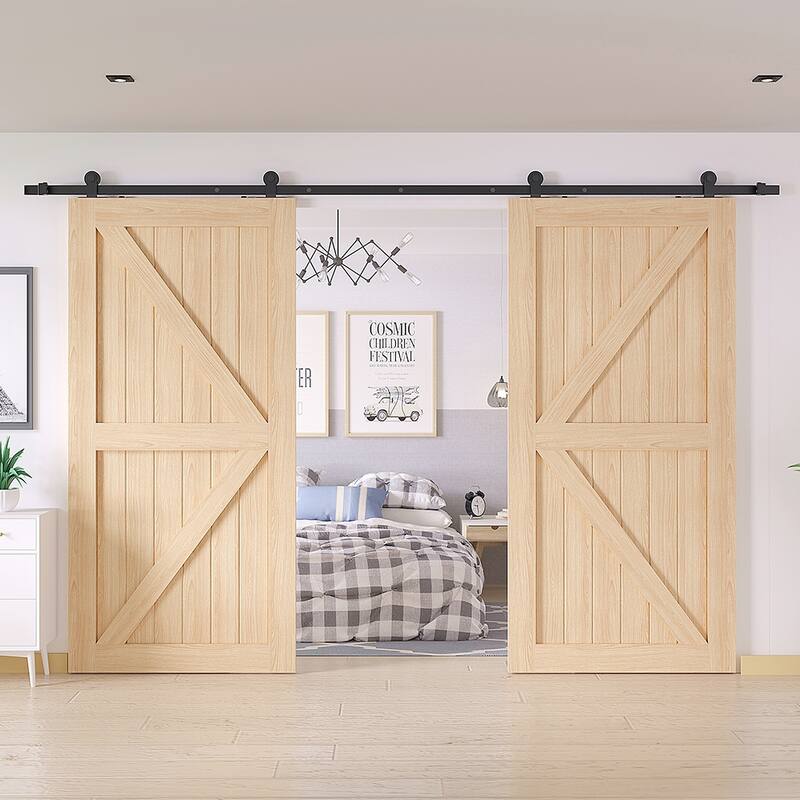 WINSOON 5-12 FT Double Doors Antique Top Mount Sliding Barn Door Hardware