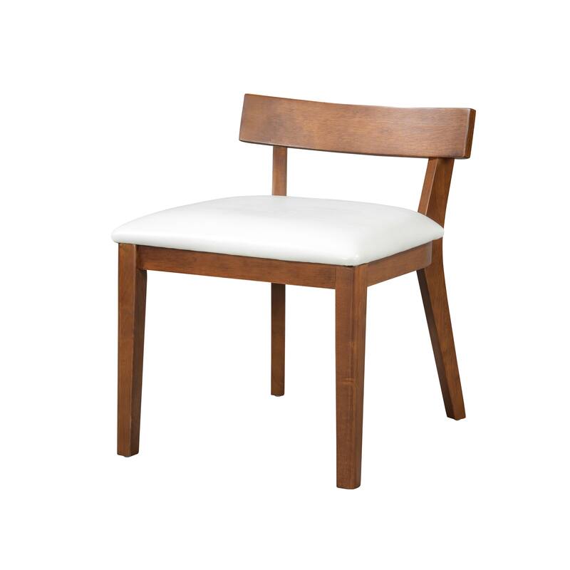 Faux Leather Glossy Dining Chair Set of 2, Modern Upholstered Dining Chair with Wooden Legs Armless Kitchen Side Chair