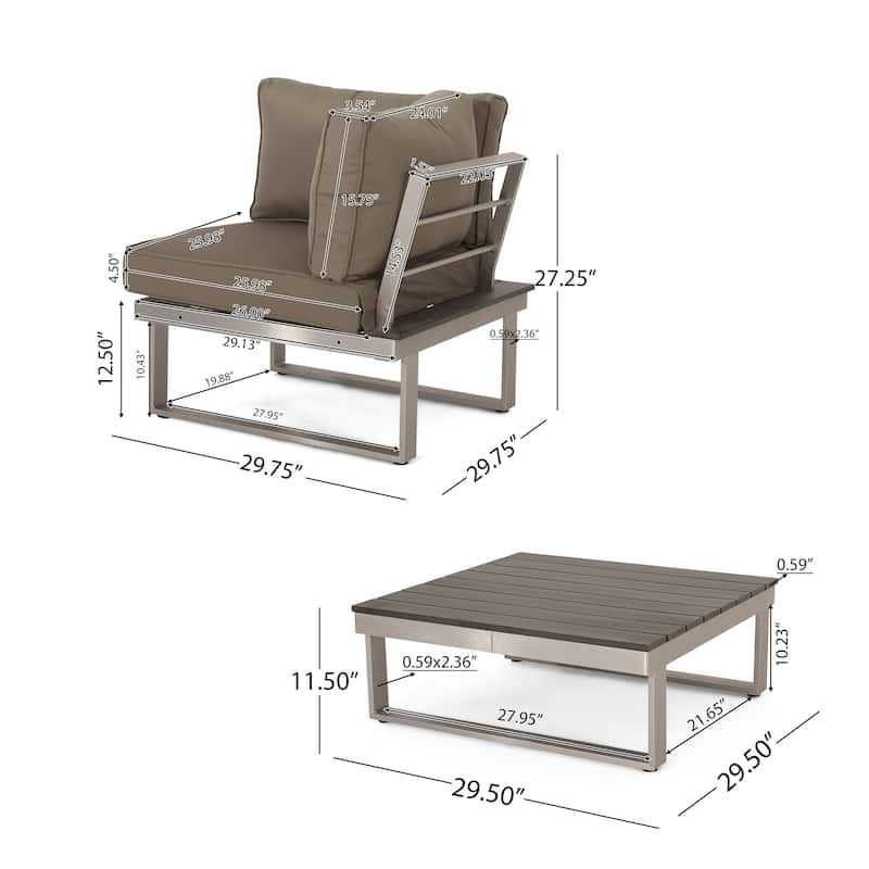 Sterling Aluminum 4-piece Sofa Set with Cushions by Christopher Knight Home