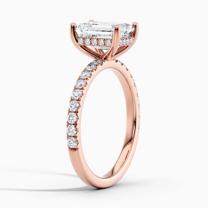 Auriya 14k-Rose Gold Lab Grown Emerald Hidden-Halo Diamond Engagement Ring 0.80 to 5.30 ct. tw. (F-G VS)
