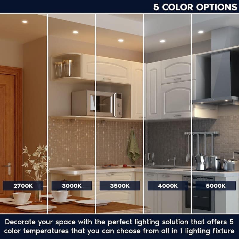 Luxrite 3 Inch Trimless LED Recessed Light, 15W, 1100LM, 5CCT 2700K-5000K, Damp & IC Rated, ETL