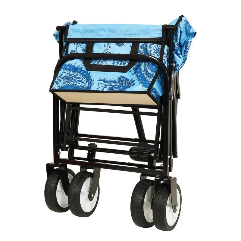 Colorful Foldable Wagon w/ Straps - 225lb Capacity for Beach & Camping