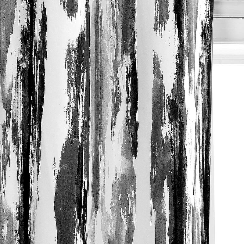 Porch & Den Nova Ink Blue Brush Stroke Pattern Blackout Valance