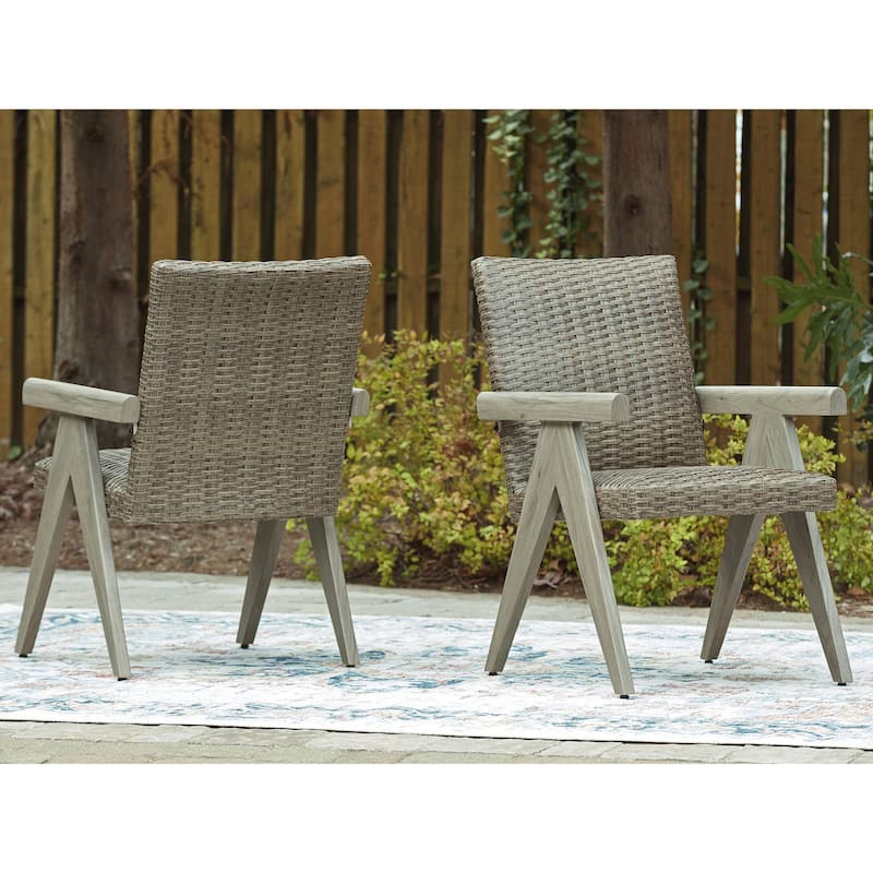 Signature Design by Ashley Carisbo Beige Outdoor Arm Chair (Set of 2) - 23"W x 28"D x 36"H