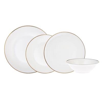 Karaca Gold Rim Porcelain Dinnerware Set of 24 for 6