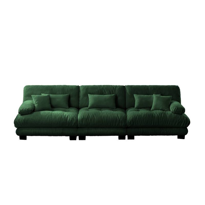 Roomfitters 3-Seater Modular Chenille Sofa, Deep Seat Cloud Couch with Round Bolster Armrests
