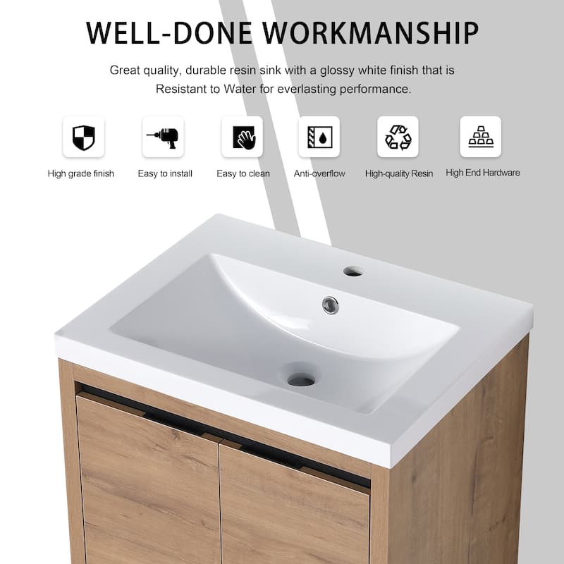 Beingnext 24"/30"/48" Bathroom Vanity with Sink, Floating Bathroom Vanity With Soft Close Door