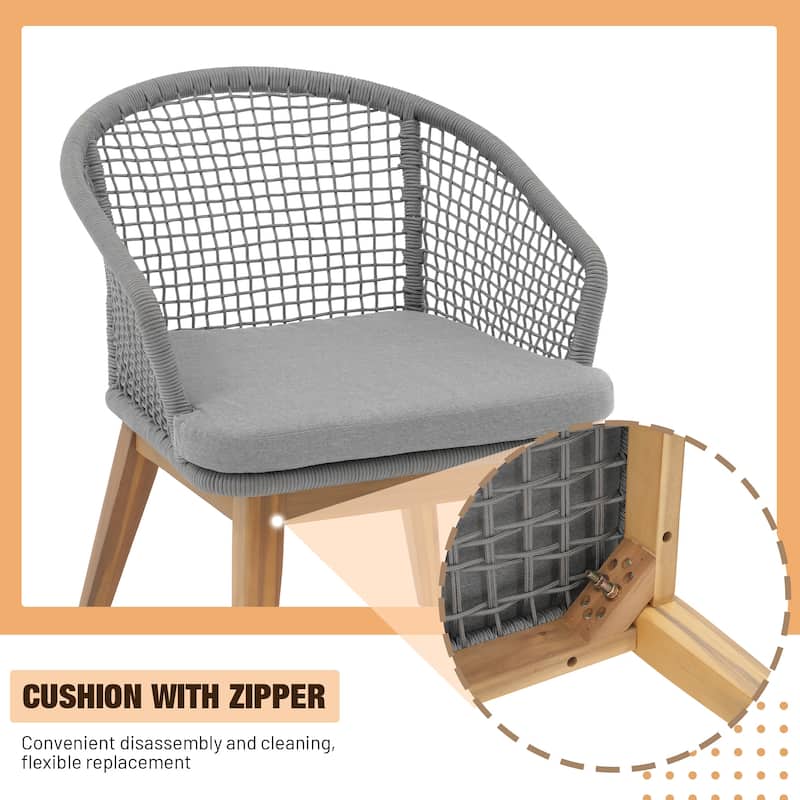 2 - Piece Woven Rope Patio Armchair Set with Cushions