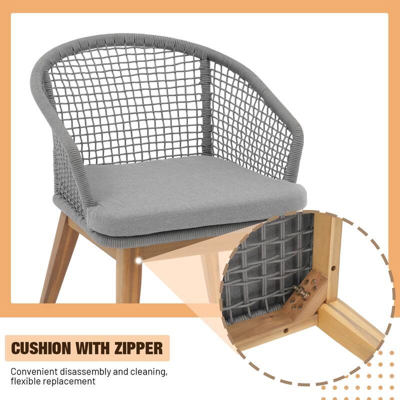 Outdoor Patio 9-Piece Dining Set With Rope-Woven Dining Chairs