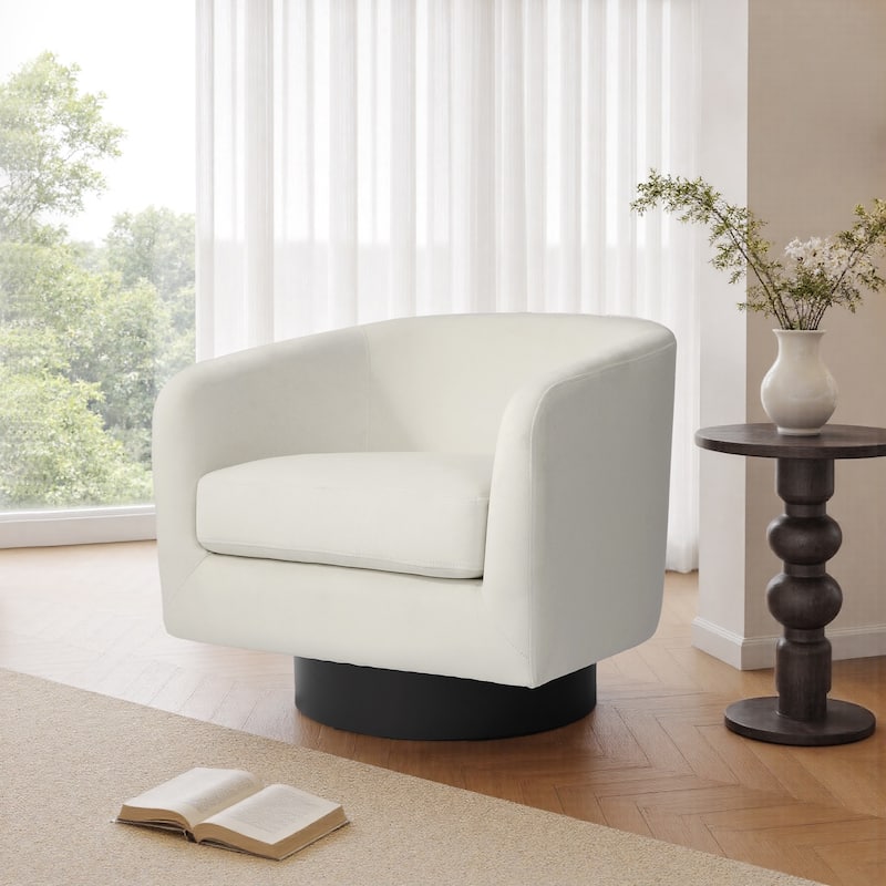 UIXE 360° Swivel Barrel Accent Chair Velvet Armchair For Living Room - standard - Ivory