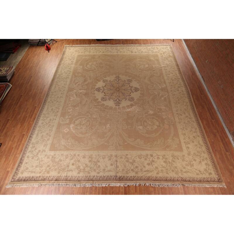 Antique Vegetable Dye Oushak Large Turkish Rug Handmade Wool Carpet - 16'7" x 19'3"