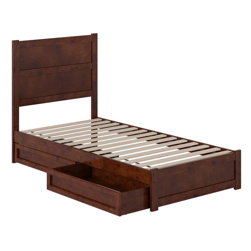 Aveline Wood Platform Bed with Matching Footboard & Storage Drawers