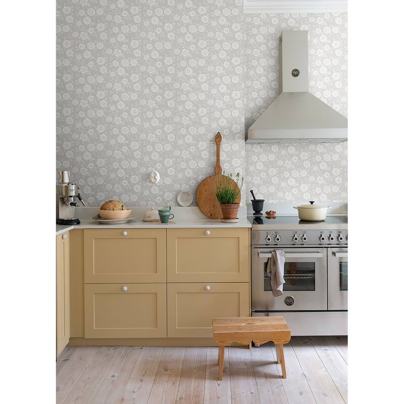 A-Street Prints Lizette Grey Charming Floral Wallpaper