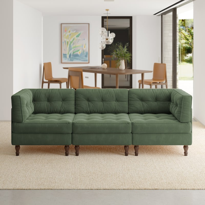 Oversized Modular Sectional Corduroy Fabric Tufted Sofa