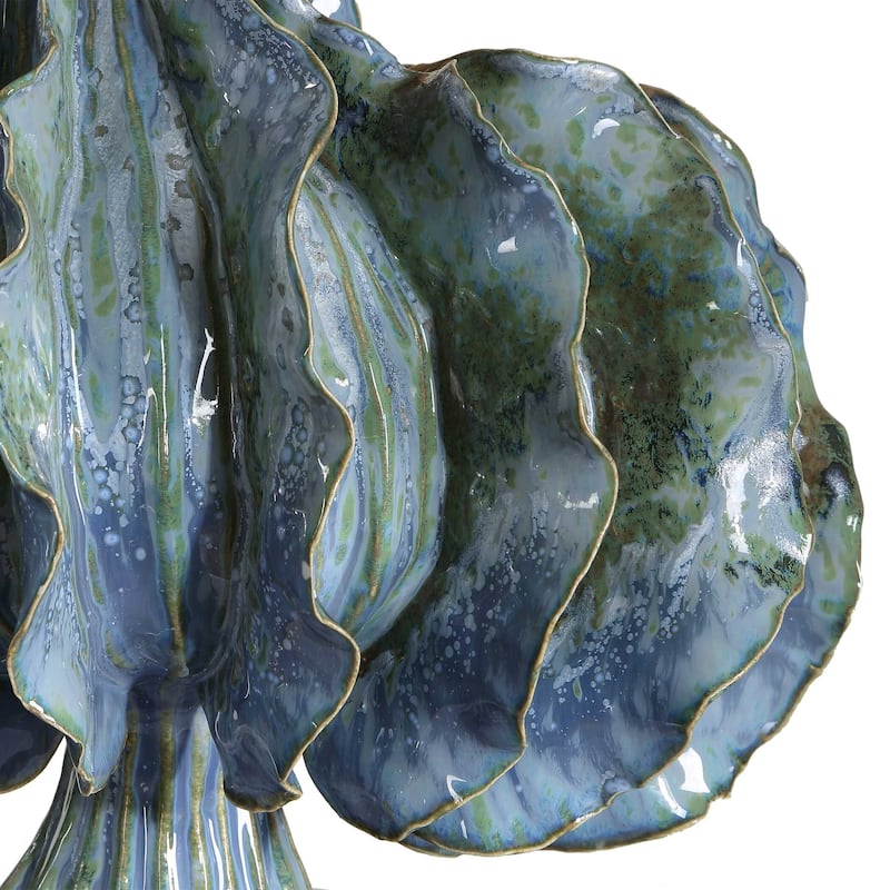 Uttermost Ruffle Up Blue Green Table Lamp - 18.00" W x 23.00" H x 18.00" D