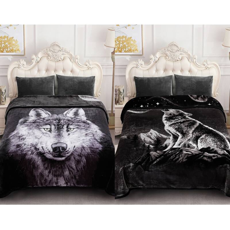 Raschel A&B Printed 2-ply Reversible Korean-style Plush Fleece Blanket