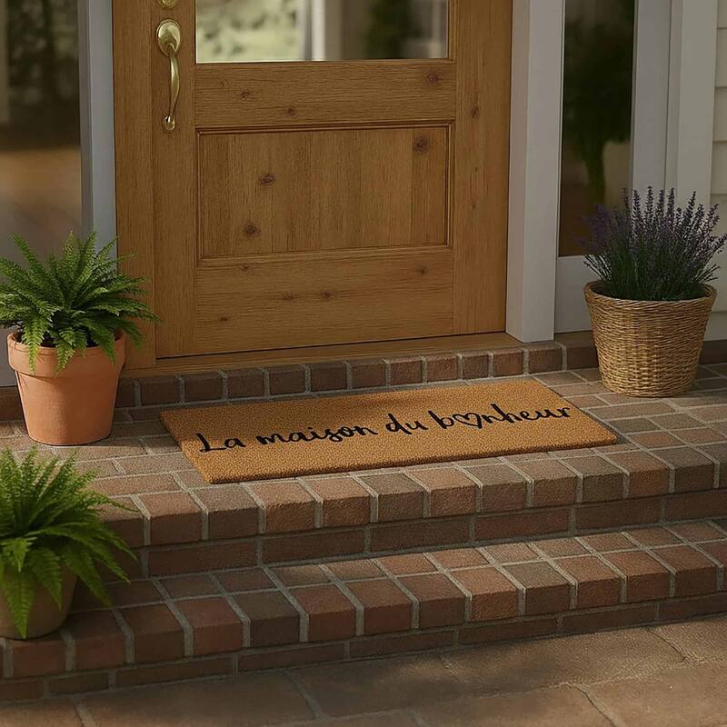 La Maison du Bonheur 30x10 Long Sheltered Front Door Mat Coco Natural - 30 L x 10 W x 5/8 H
