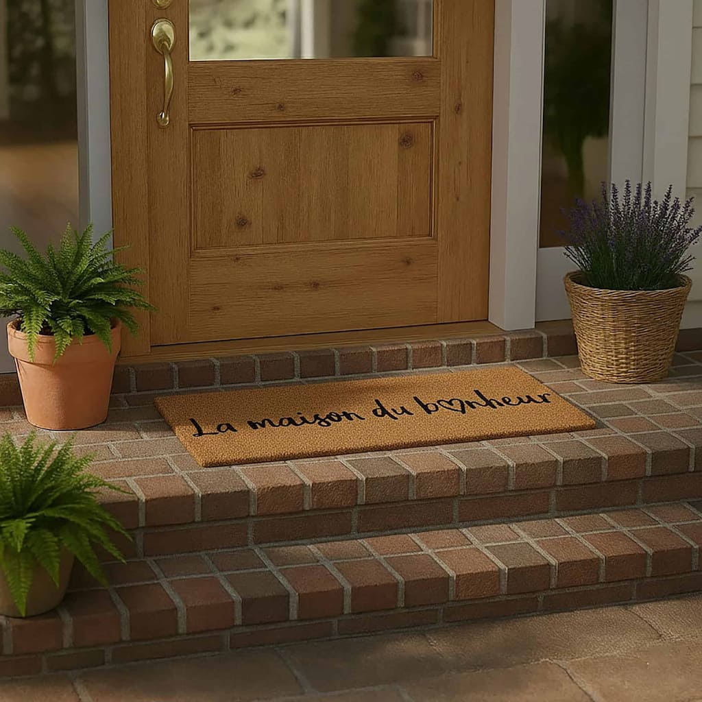 La Maison du Bonheur 30x10 Long Sheltered Front Door Mat Coco Natural - 30 L x 10 W x 5/8 H