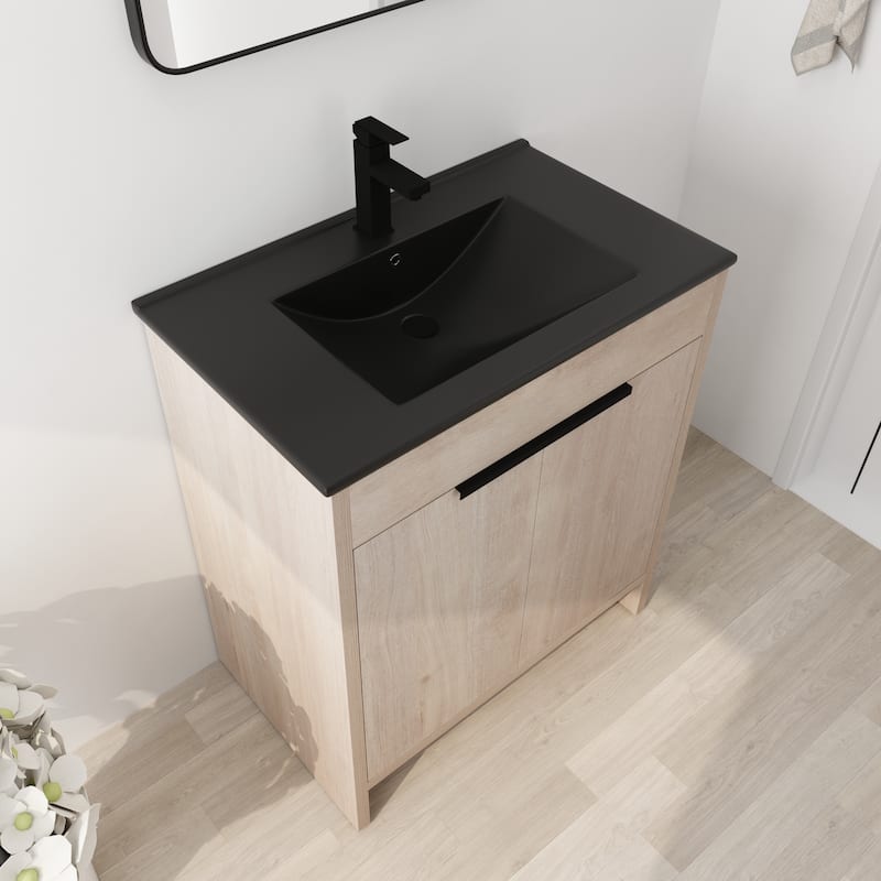 BNK 24/30/36 inch Freestanding Single Sink Bathroom Vanity with Soft Close Door and 1 adjustable shelf