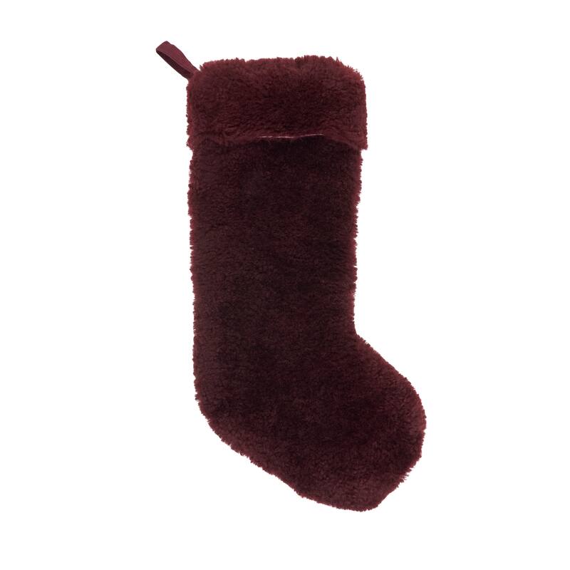 Cozy Delight Lamb Fur Stocking - Burgundy