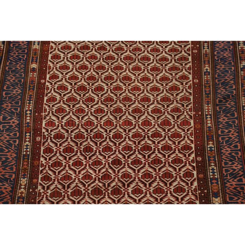 Pre-1900 Antique Vegetable Dye Shirvan Persian Wool Carpet - 4'10" x 8'7"