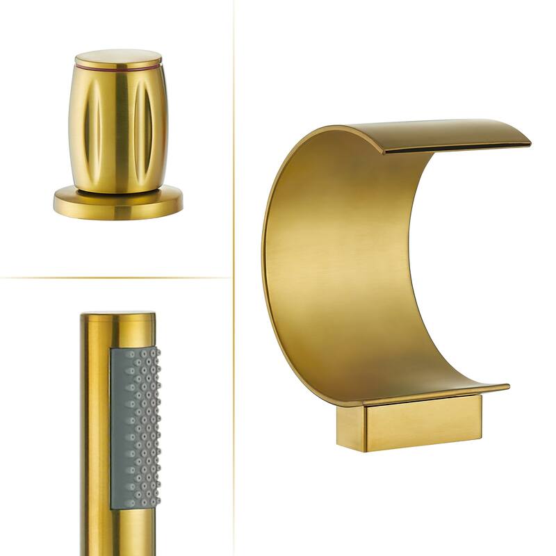 Altair Recea Triple Handle Deck-Mount Roman Tub Faucet with Diverter and Handshower