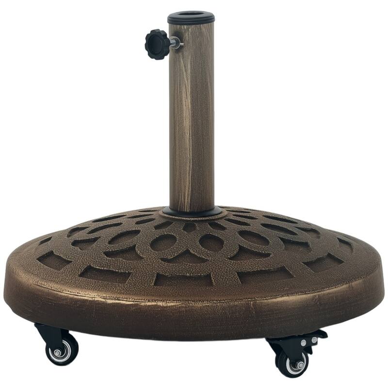 Outsunny Black Resin-Concrete Mobile Umbrella Base with Wheels Umbrellas, 46 lbs
