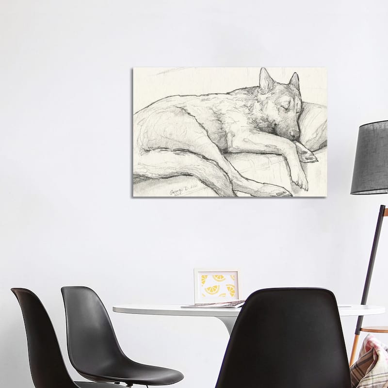 iCanvas "Sleeping German Shepherd Old Paper" by George Dyachenko Canvas Print - 26x40x1.5