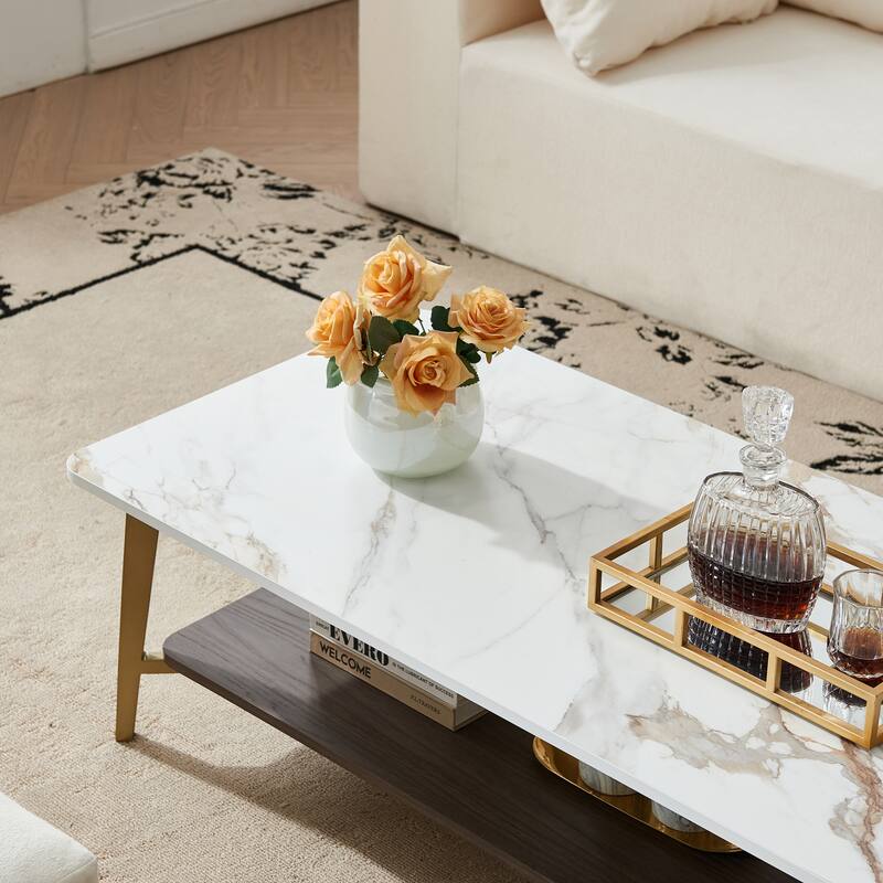 47.24" Open Storage Coffee Table with Metal Frame