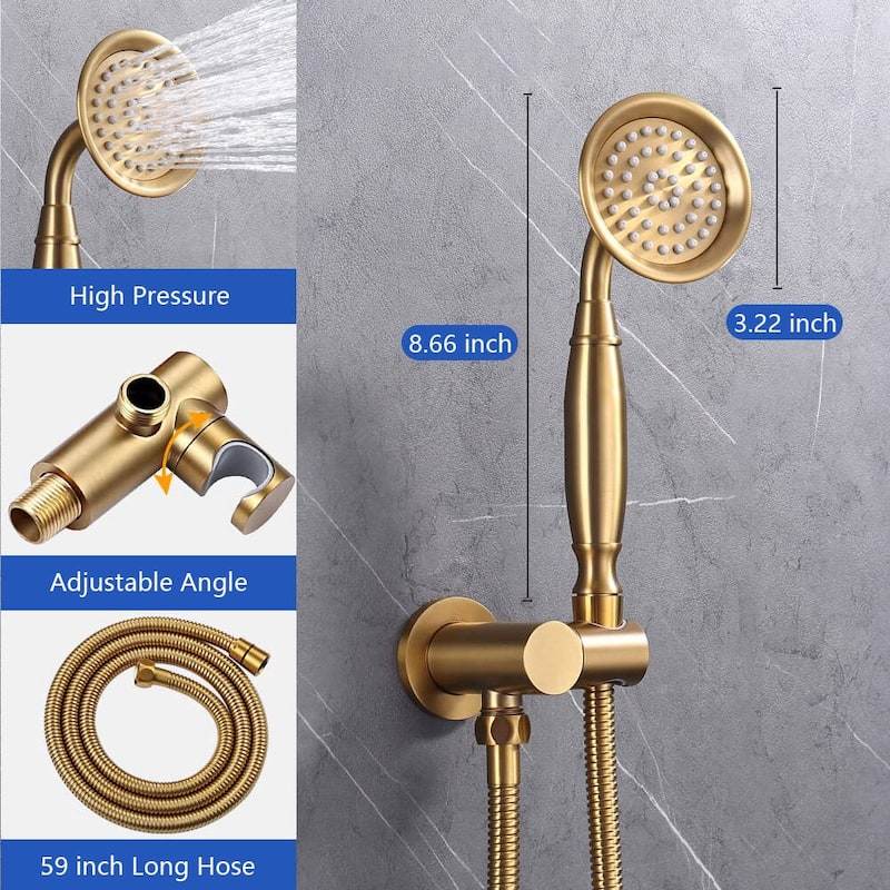 YASINU Antique Shower Faucet-Sets Fixtures, 9 inch Wall Rain Head with Handheld Spray and Body Jets