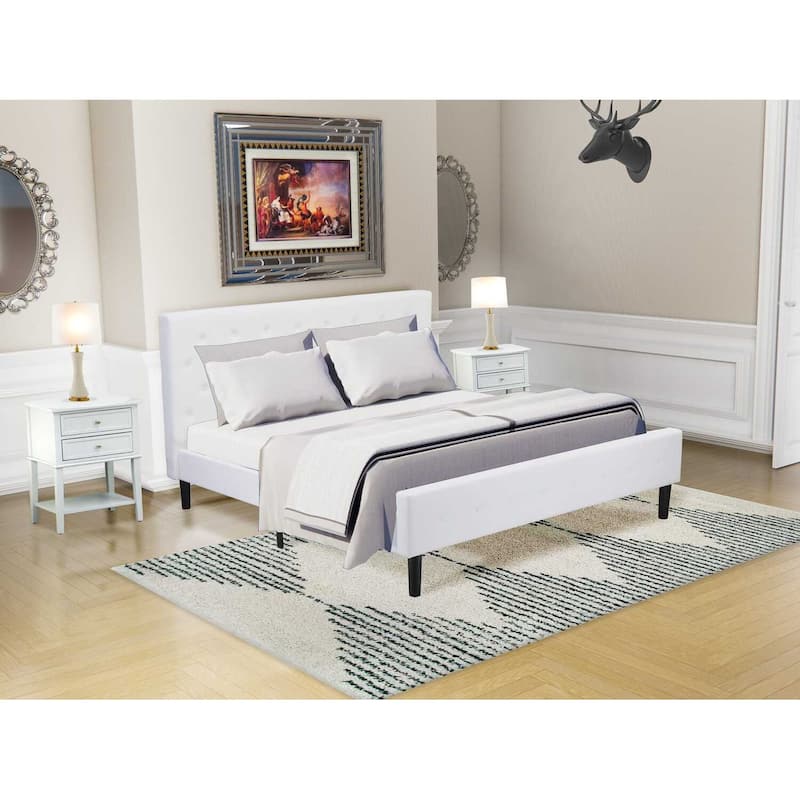 Velvet Platform Bed - Tufted Headboard & Footboard - Modern Furniture Bed Frame - Black Legs