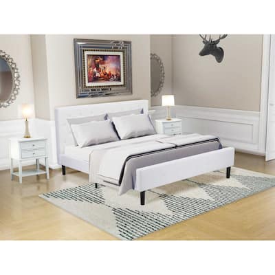 Velvet Platform Bed - Tufted Headboard & Footboard - Modern Furniture Bed Frame - Black Legs
