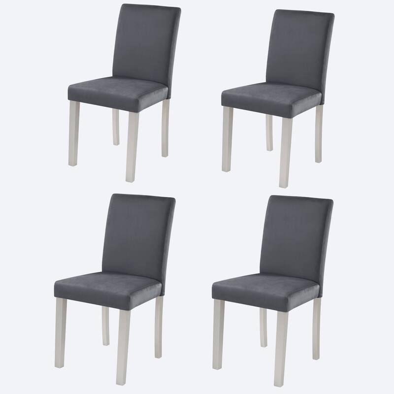 GDFStudio - Aurelian Traditional Upholstered Ergonomic High Backrest Dining Chairs Set, Padded Seat & Non-slip Feet, Set of 4 - Silver Grey