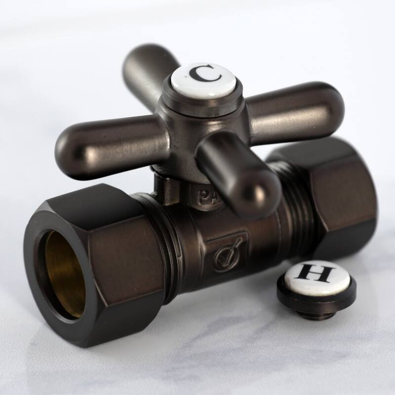 Kingston Brass Vintage 5/8-Inch OD Comp x 1/2-Inch OD Comp Quarter-Turn Straight Stop Valve