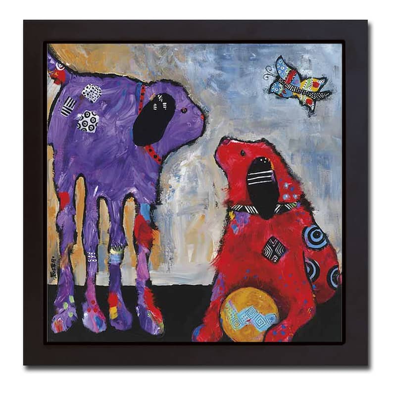 Play Day by Jenny Foster Black Floater Framed Canvas Art (20 in x 20 in)