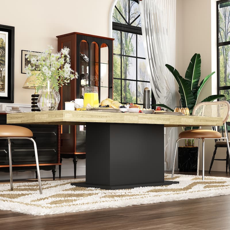 63”–78.7” Extendable Dining Table, Modern Wood Conference Table Convertible Office Desk & Meeting Table