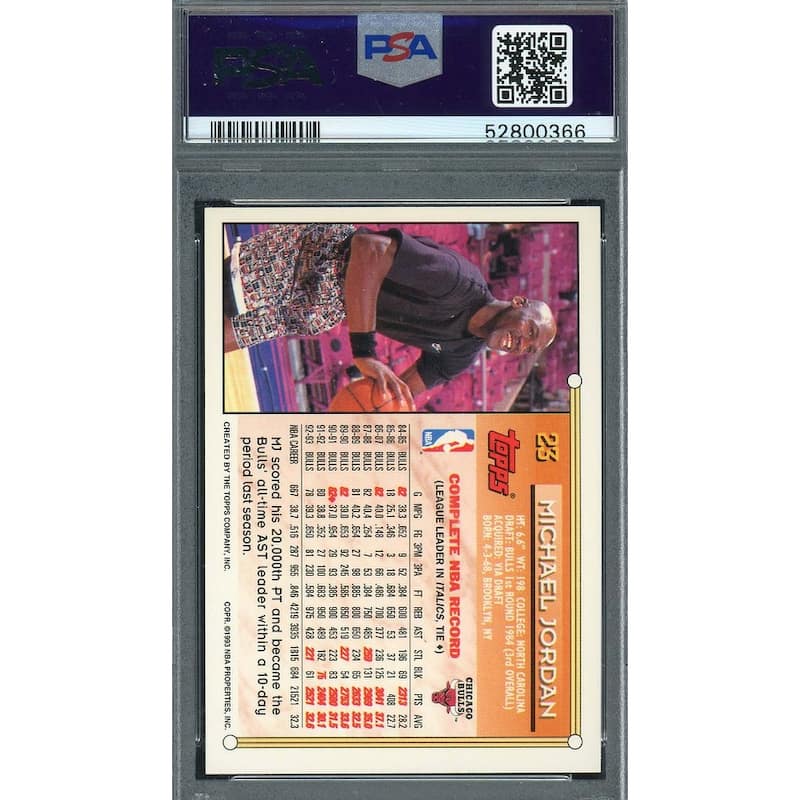 Michael Jordan 1993 Topps Basketball Card #23 Graded PSA 9 - 8'6" x 11'6"