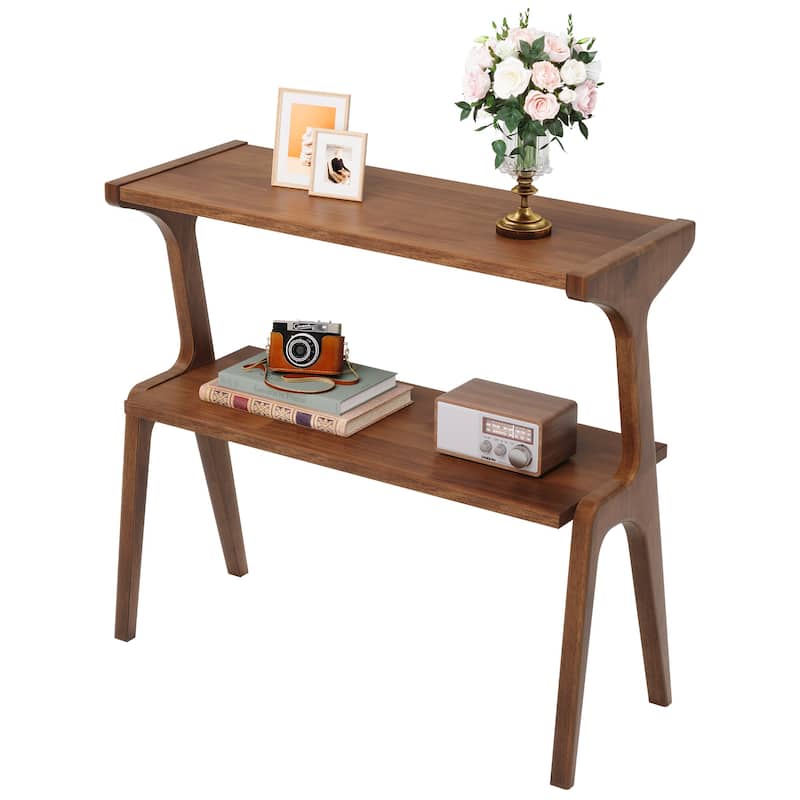 Modern SideTable with Storage Shelf, Sofa End Table with Solid Wood Legs, Bedside Table, Nightstand for Bedroom, Living Room