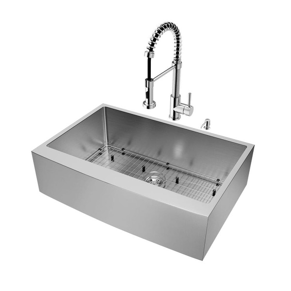 Vigo Vg15201 33 Single Basin Farmhouse A Front Kitchen Vigo Vg15201 33 Single Basin Farmhouse A Front Kitchen Sink With Edison Chr Stainless Steel N Free Shipping Today